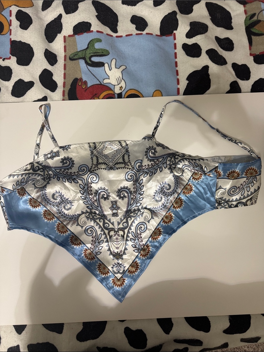 SHEIN Blue & White Paisley Bandana Handkerchief Cami